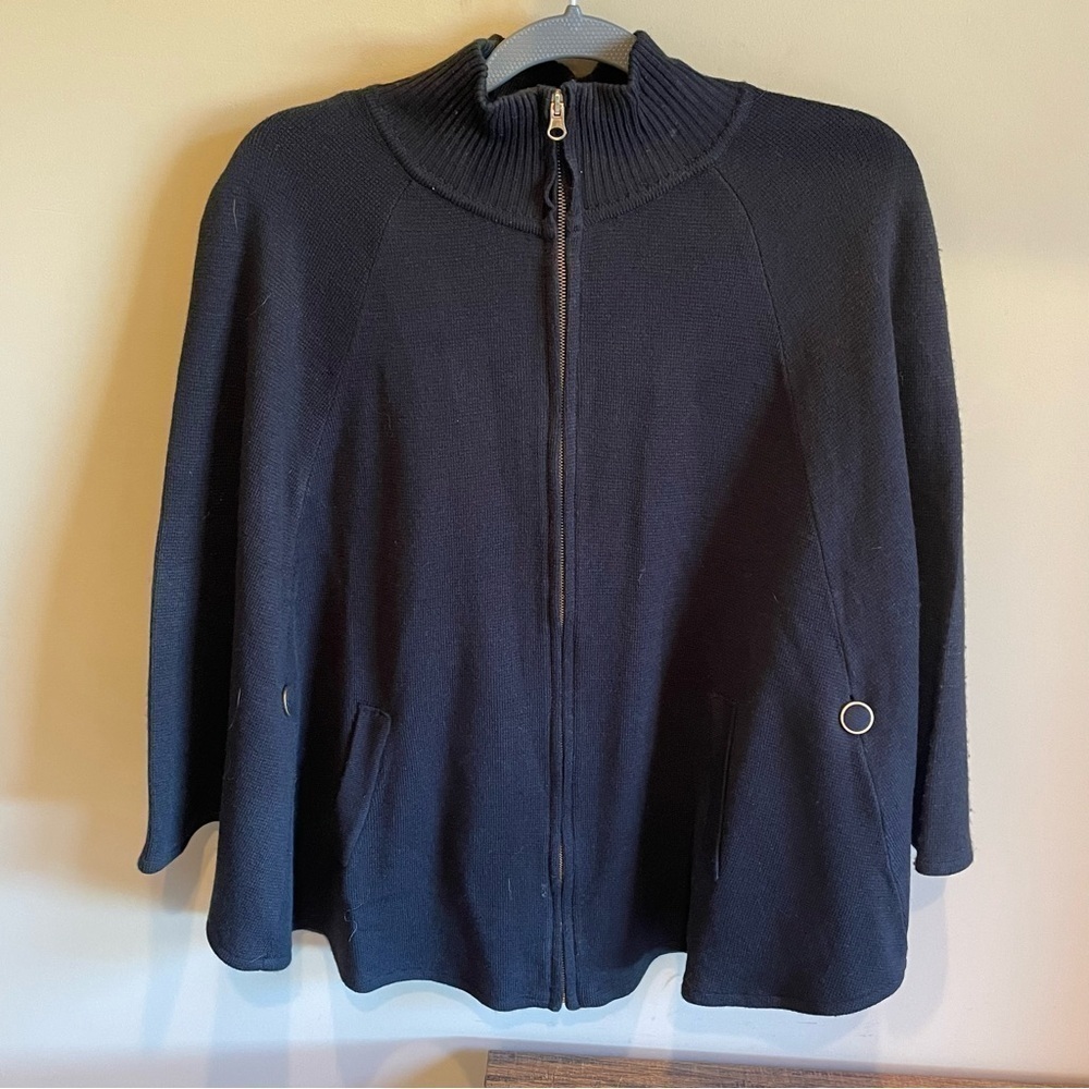 Cejon Black Poncho Sweater Cape Vintage Black Small Medium